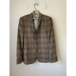 ASOS Mens Blazer 40 Plaid Academia Professor Wool Sport Coat College Brown